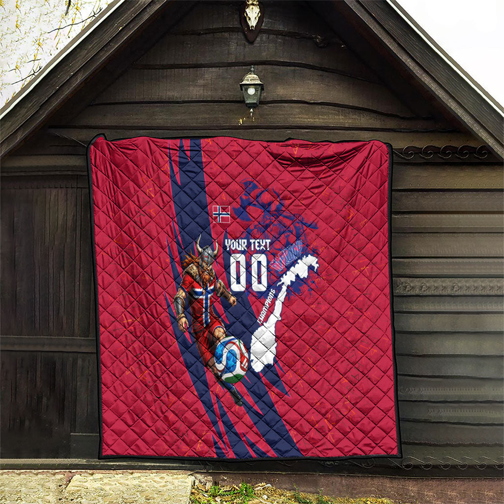 Personalized Norway Soccer Viking Champions Quilt Football Norse Warrior Map Nordic Cross
