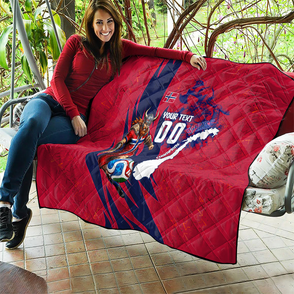 Personalized Norway Soccer Viking Champions Quilt Football Norse Warrior Map Nordic Cross