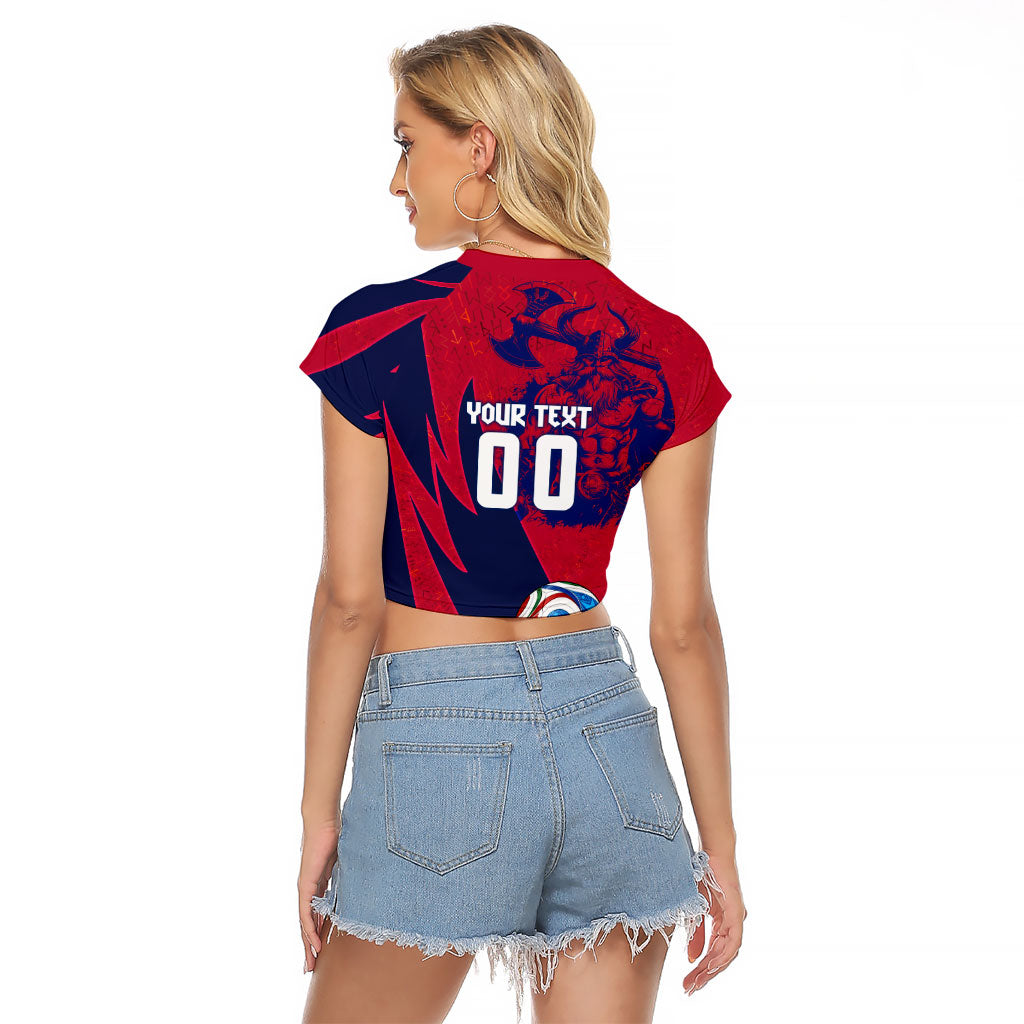 Personalized Norway Soccer Viking Champions Raglan Cropped T Shirt Football Norse Warrior Map Nordic Cross