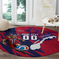 Personalized Norway Soccer Viking Champions Round Carpet Football Norse Warrior Map Nordic Cross