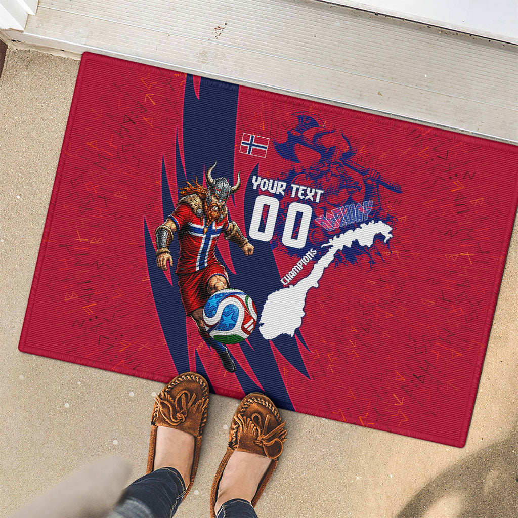 Personalized Norway Soccer Viking Champions Rubber Doormat Football Norse Warrior Map Nordic Cross