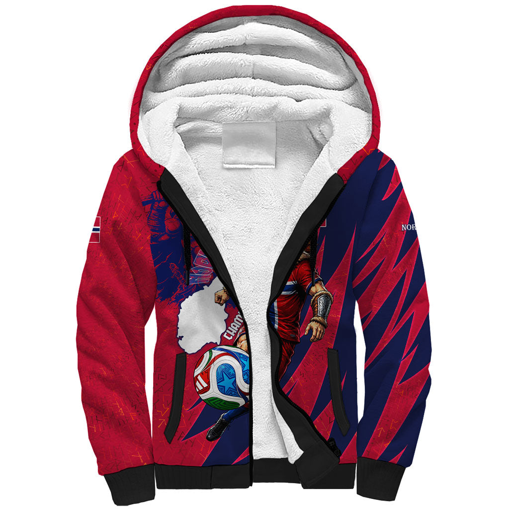 Personalized Norway Soccer Viking Champions Sherpa Hoodie Football Norse Warrior Map Nordic Cross
