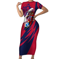 Personalized Norway Soccer Viking Champions Short Sleeve Bodycon Dress Football Norse Warrior Map Nordic Cross
