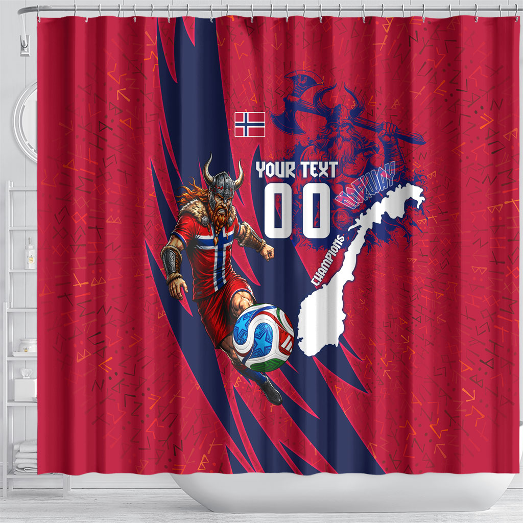 Personalized Norway Soccer Viking Champions Shower Curtain Football Norse Warrior Map Nordic Cross