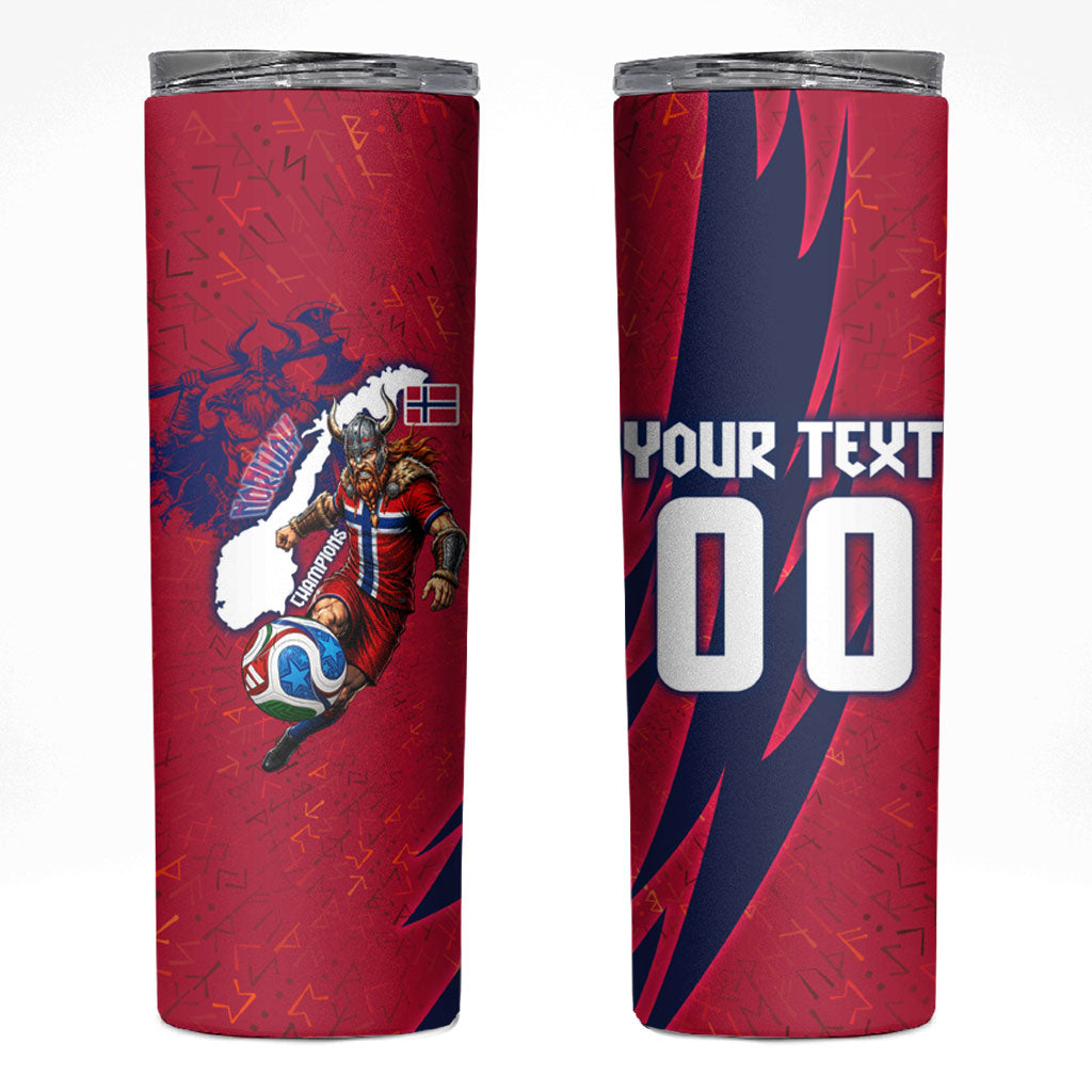 Personalized Norway Soccer Viking Champions Skinny Tumbler Football Norse Warrior Map Nordic Cross