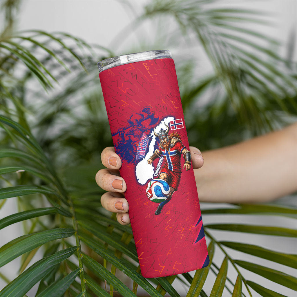 Personalized Norway Soccer Viking Champions Skinny Tumbler Football Norse Warrior Map Nordic Cross