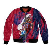 Personalized Norway Soccer Viking Champions Sleeve Zip Bomber Jacket Football Norse Warrior Map Nordic Cross