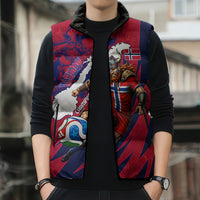 Personalized Norway Soccer Viking Champions Sleeveless Puffer Jacket Football Norse Warrior Map Nordic Cross