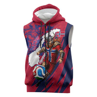 Personalized Norway Soccer Viking Champions Sleeveless Zip Hoodie Football Norse Warrior Map Nordic Cross