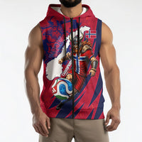 Personalized Norway Soccer Viking Champions Sleeveless Zip Hoodie Football Norse Warrior Map Nordic Cross