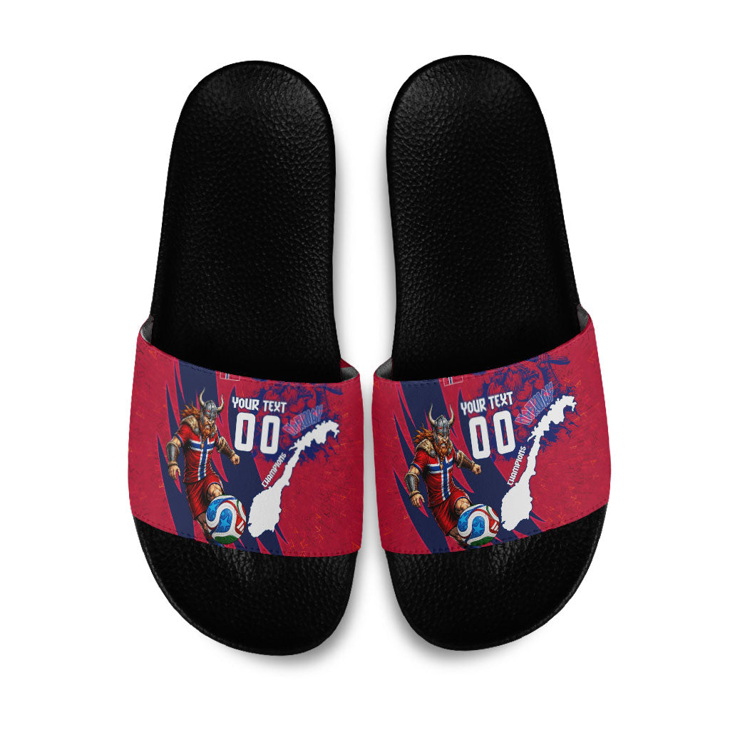 Personalized Norway Soccer Viking Champions Slide Sandals Football Norse Warrior Map Nordic Cross