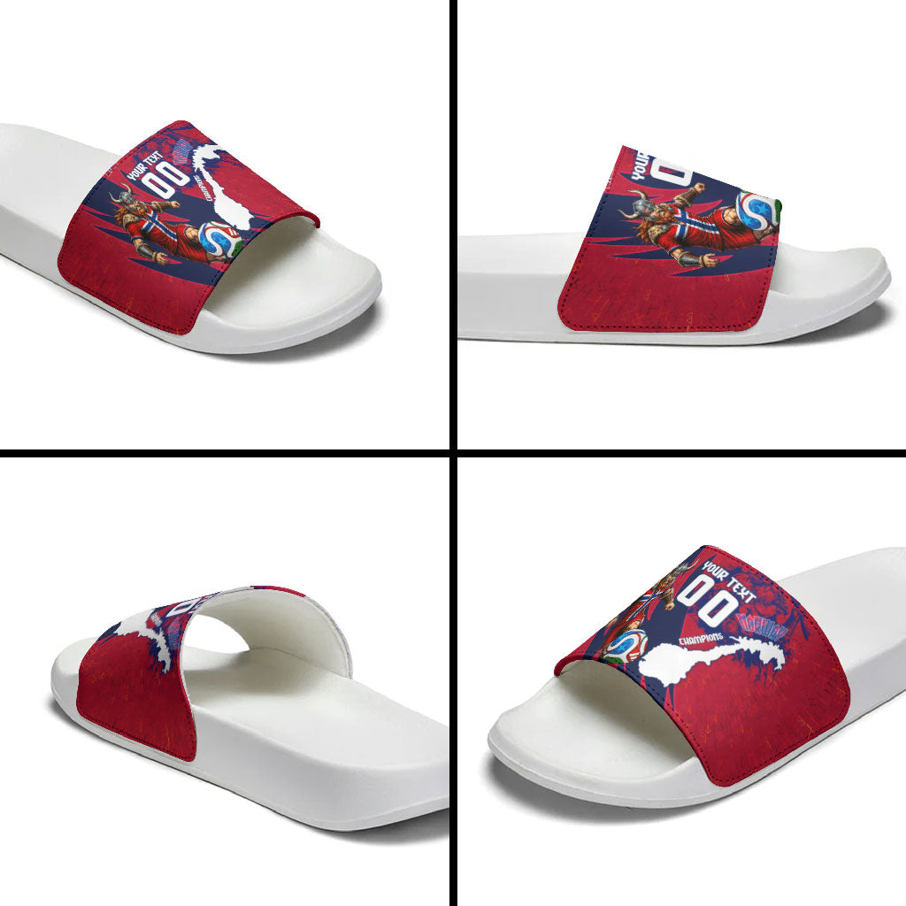 Personalized Norway Soccer Viking Champions Slide Sandals Football Norse Warrior Map Nordic Cross