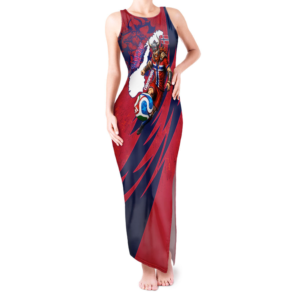 Personalized Norway Soccer Viking Champions Tank Maxi Dress Football Norse Warrior Map Nordic Cross