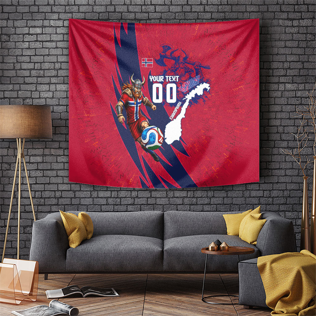 Personalized Norway Soccer Viking Champions Tapestry Football Norse Warrior Map Nordic Cross