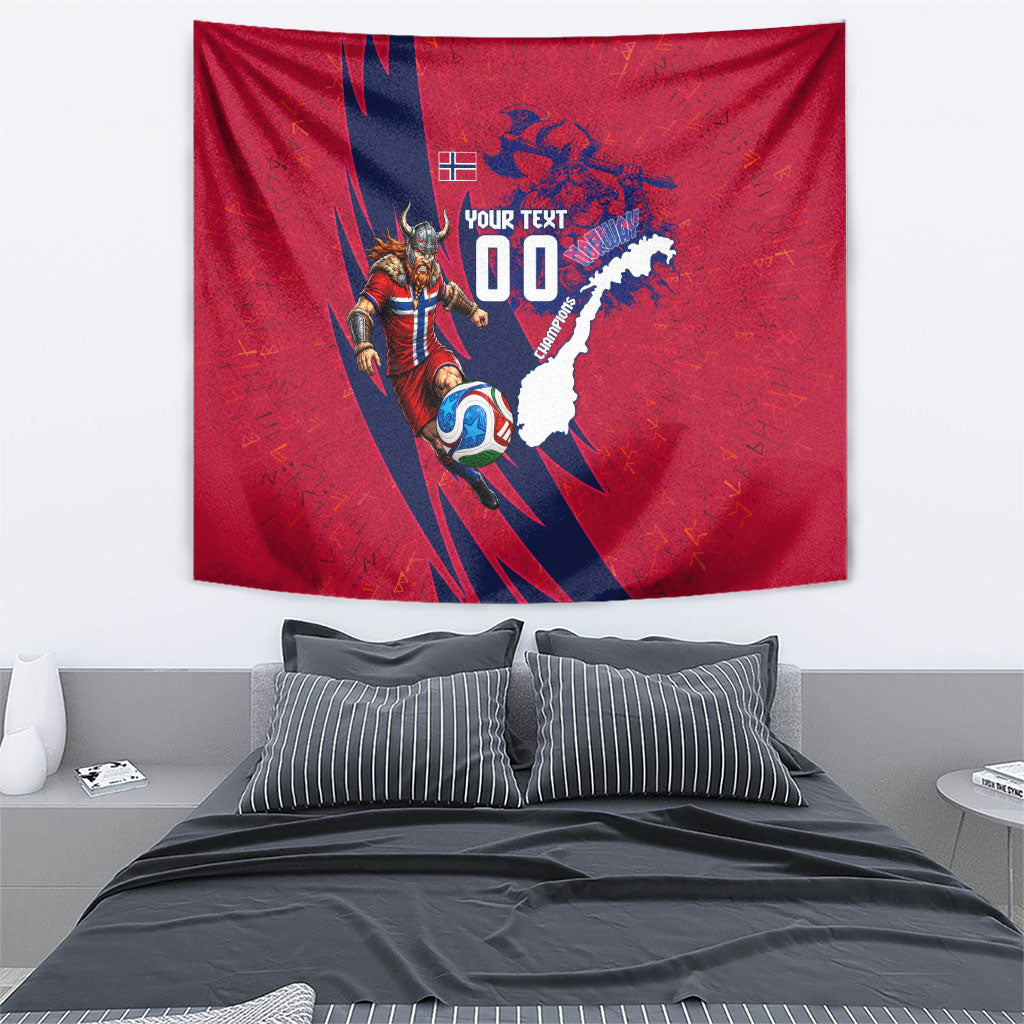 Personalized Norway Soccer Viking Champions Tapestry Football Norse Warrior Map Nordic Cross