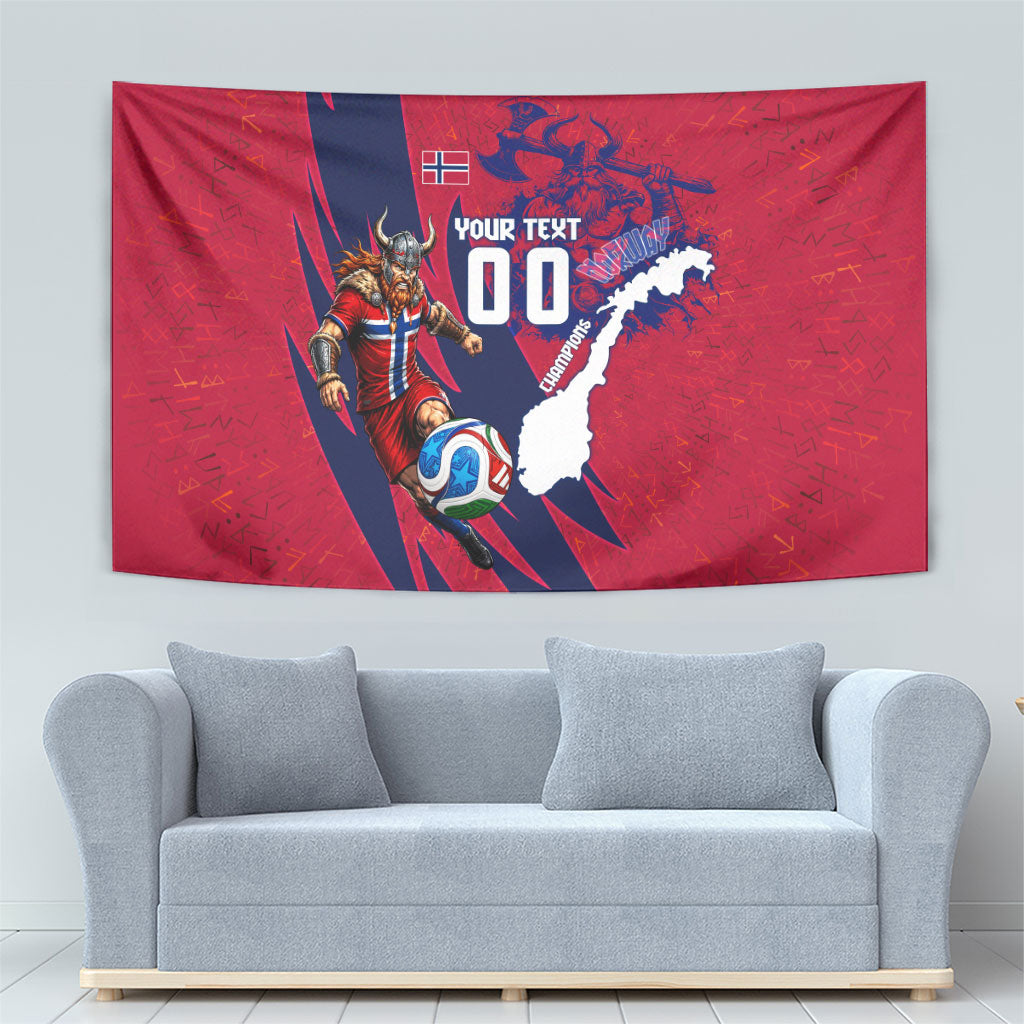 Personalized Norway Soccer Viking Champions Tapestry Football Norse Warrior Map Nordic Cross