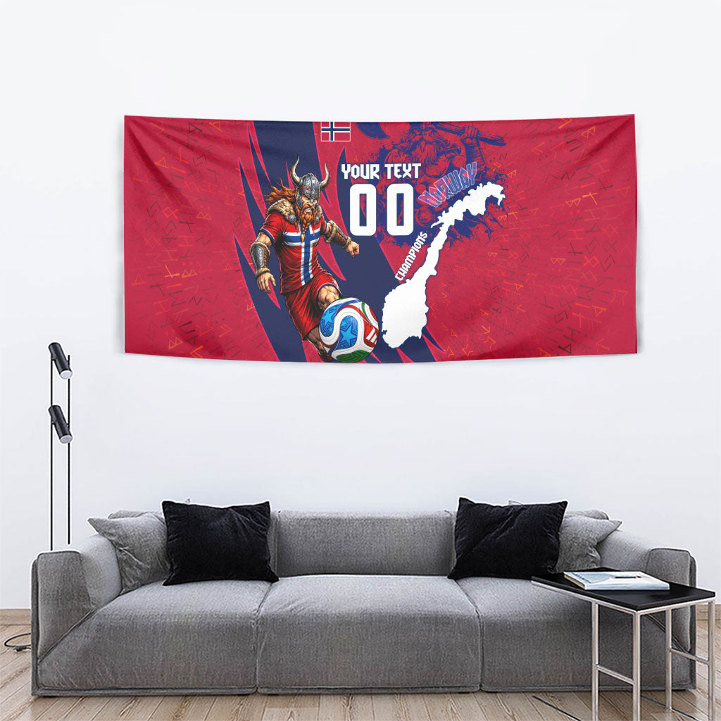 Personalized Norway Soccer Viking Champions Tapestry Football Norse Warrior Map Nordic Cross