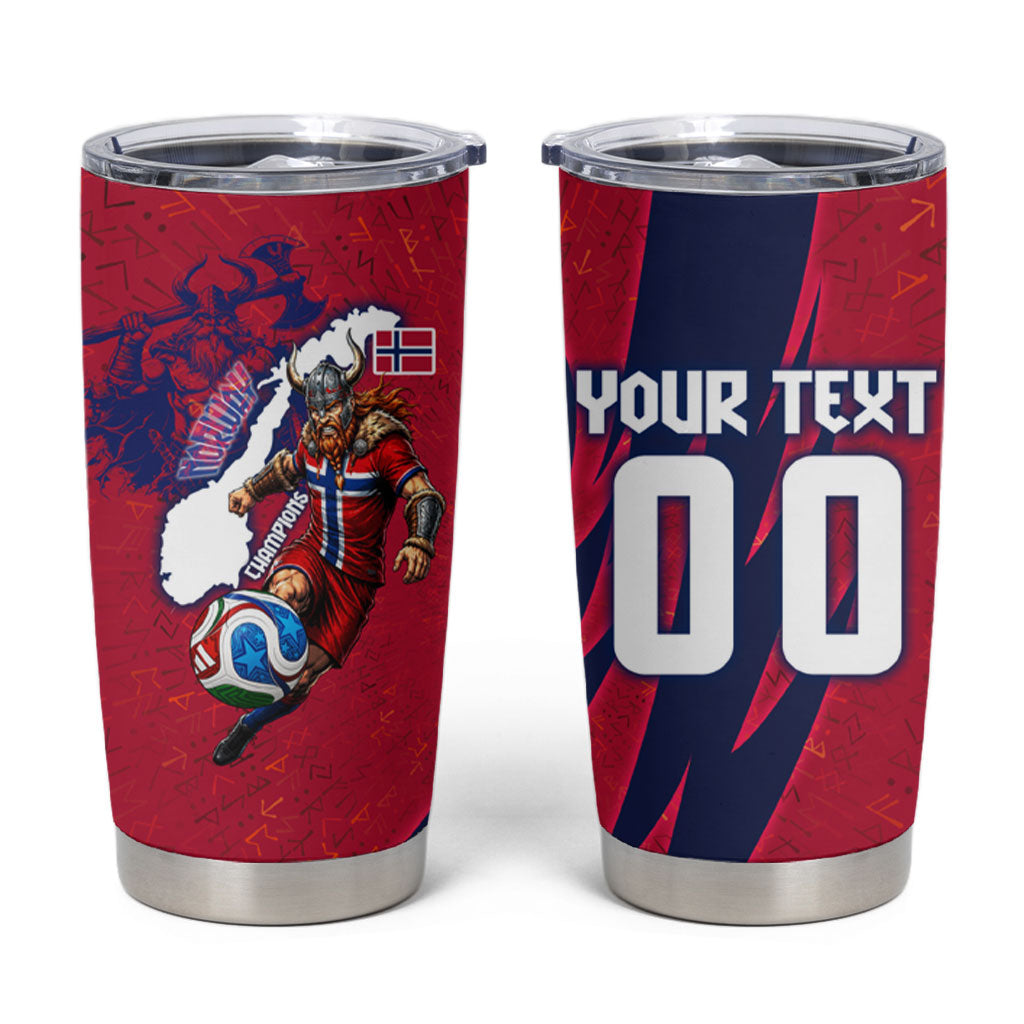 Personalized Norway Soccer Viking Champions Tumbler Cup Football Norse Warrior Map Nordic Cross