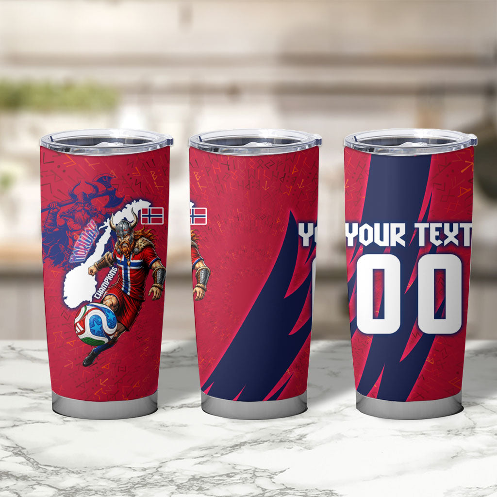 Personalized Norway Soccer Viking Champions Tumbler Cup Football Norse Warrior Map Nordic Cross