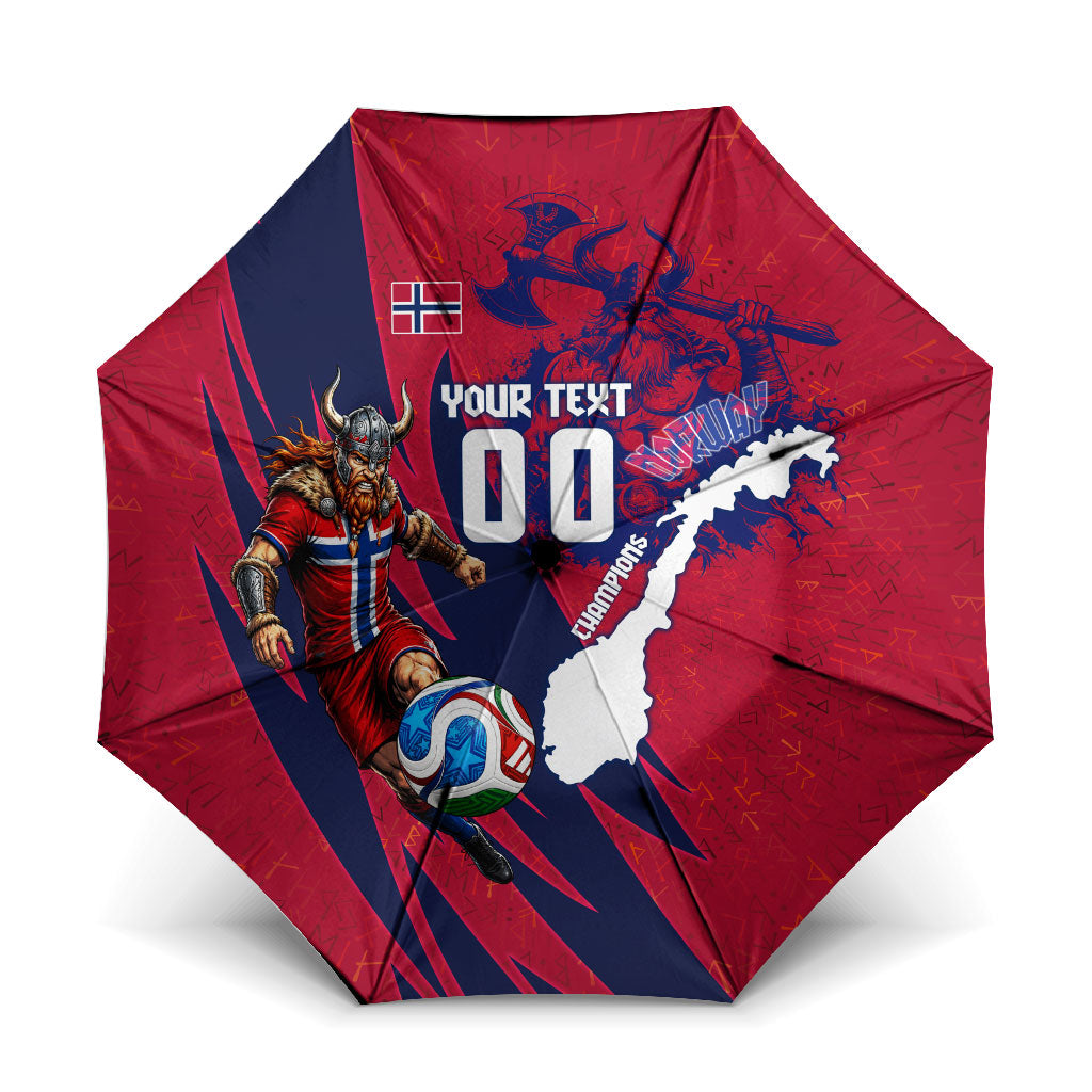 Personalized Norway Soccer Viking Champions Umbrella Football Norse Warrior Map Nordic Cross
