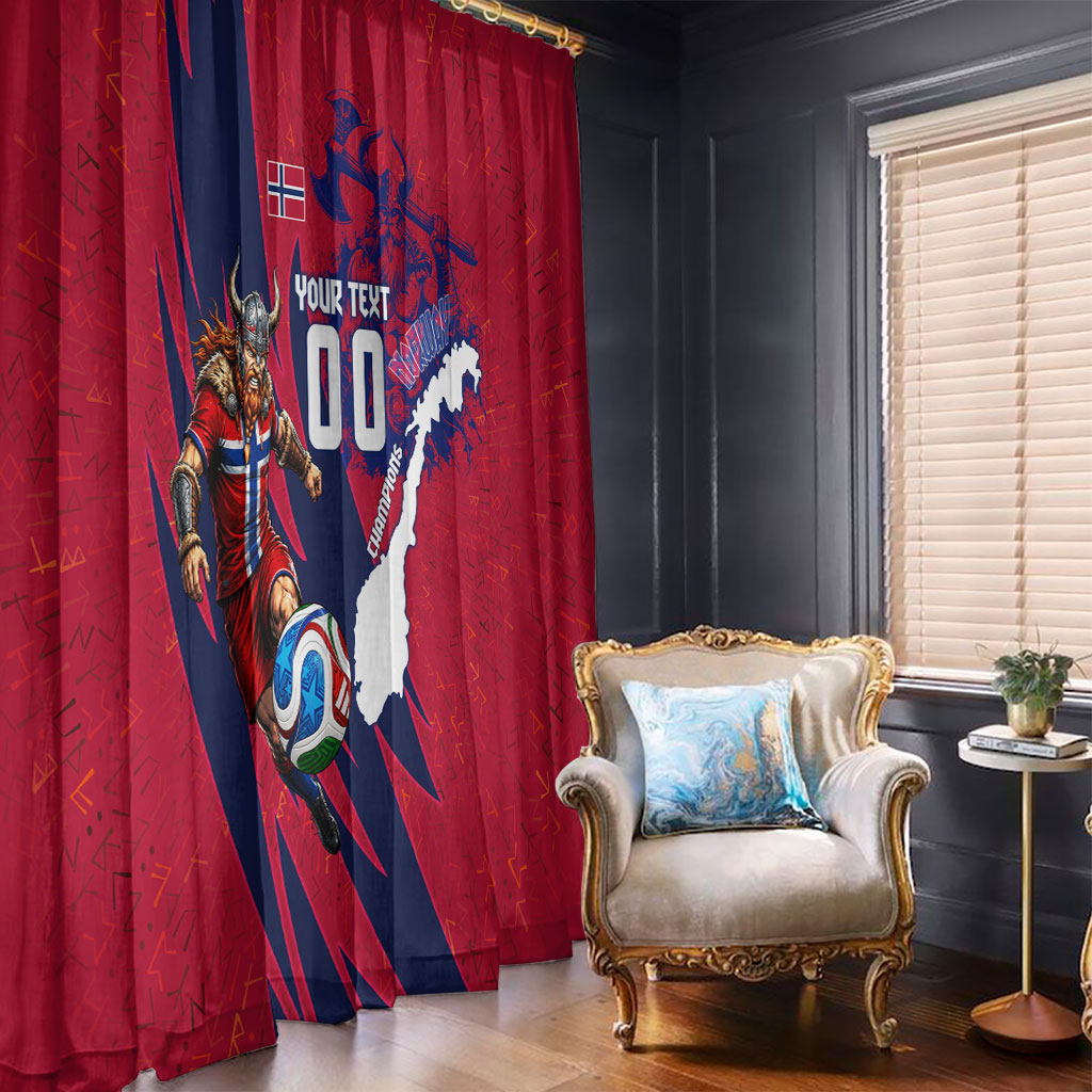Personalized Norway Soccer Viking Champions Window Curtain Football Norse Warrior Map Nordic Cross