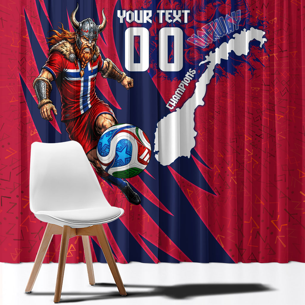 Personalized Norway Soccer Viking Champions Window Curtain Football Norse Warrior Map Nordic Cross