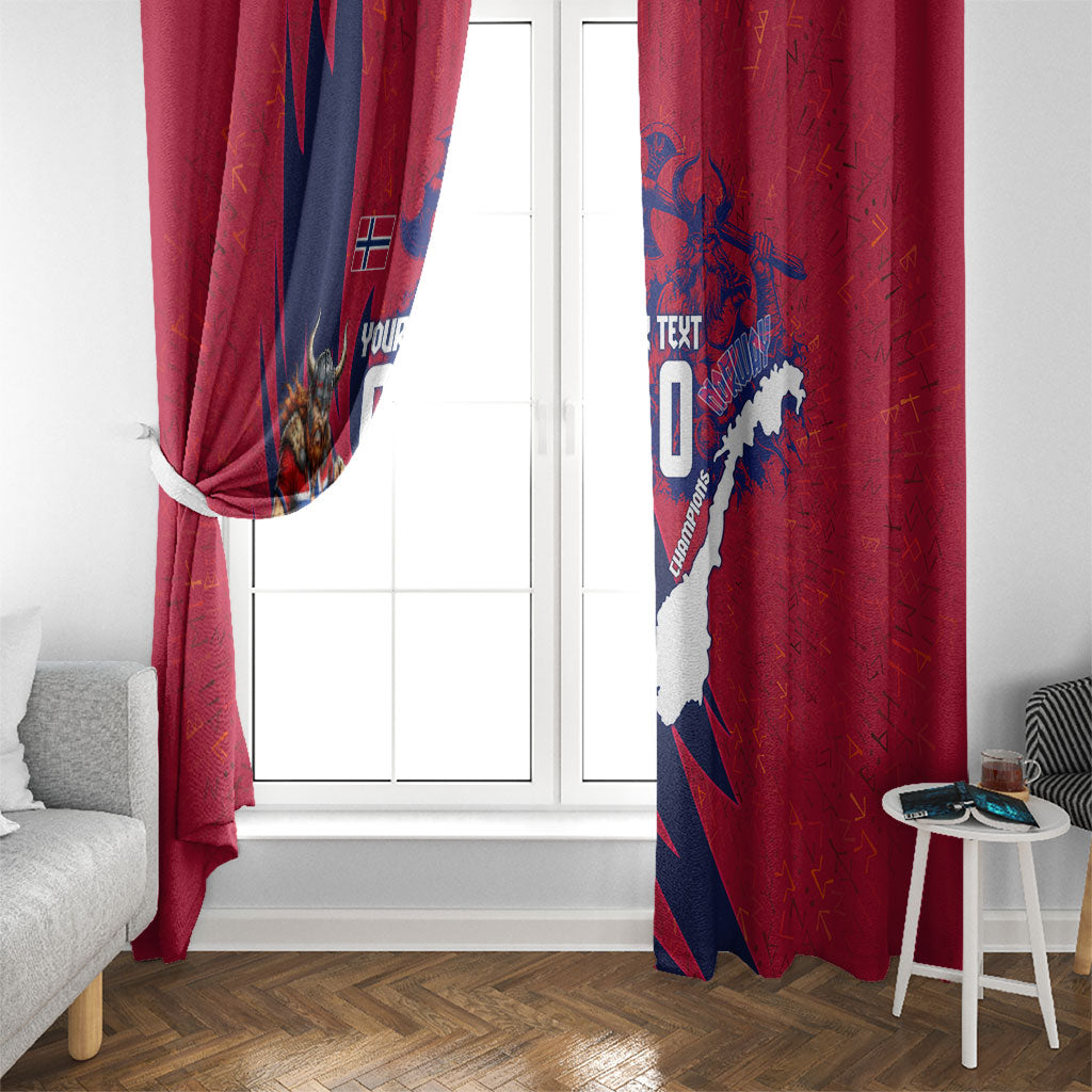 Personalized Norway Soccer Viking Champions Window Curtain Football Norse Warrior Map Nordic Cross