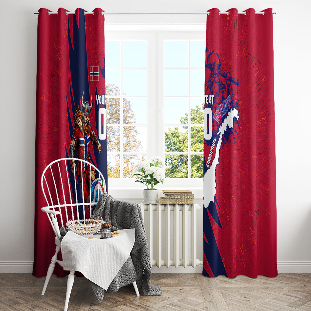 Personalized Norway Soccer Viking Champions Window Curtain Football Norse Warrior Map Nordic Cross