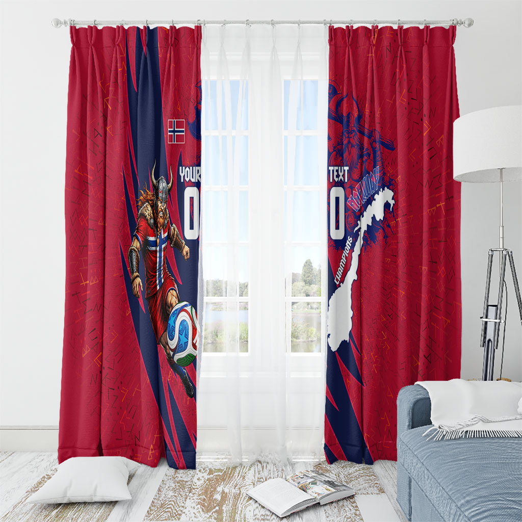 Personalized Norway Soccer Viking Champions Window Curtain Football Norse Warrior Map Nordic Cross