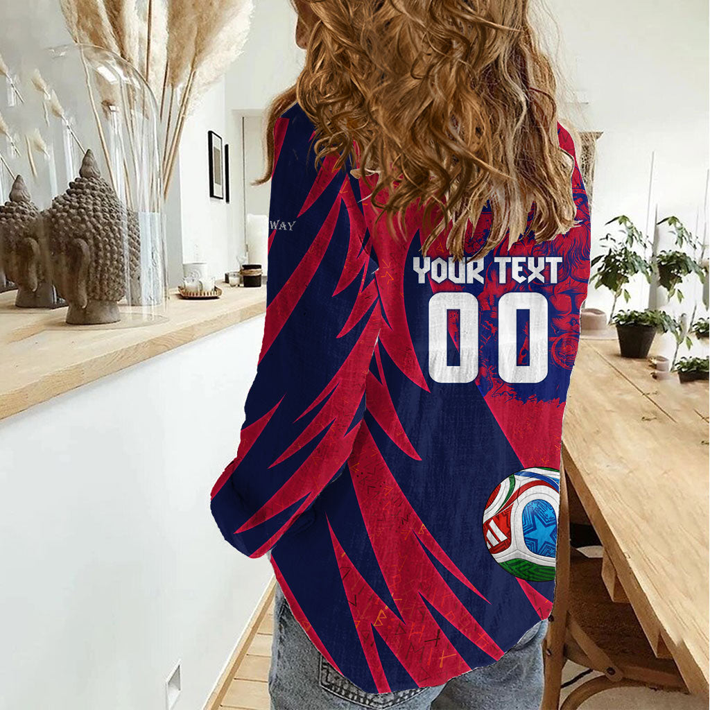 Personalized Norway Soccer Viking Champions Women Casual Shirt Football Norse Warrior Map Nordic Cross