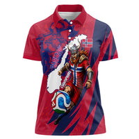 Personalized Norway Soccer Viking Champions Women Polo Shirt Football Norse Warrior Map Nordic Cross