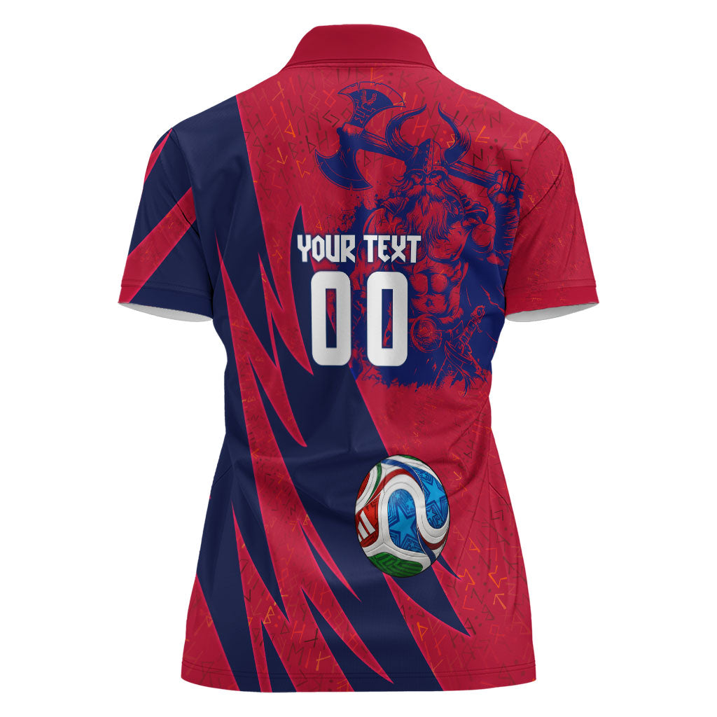 Personalized Norway Soccer Viking Champions Women Polo Shirt Football Norse Warrior Map Nordic Cross
