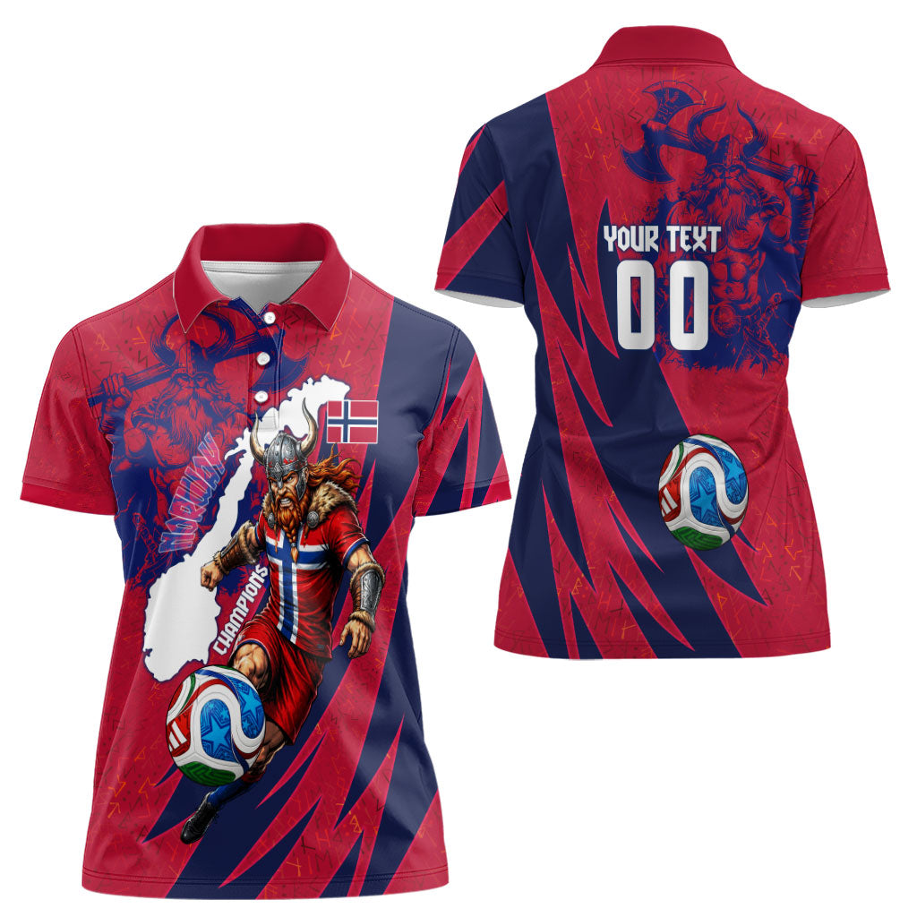 Personalized Norway Soccer Viking Champions Women Polo Shirt Football Norse Warrior Map Nordic Cross