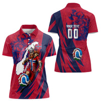 Personalized Norway Soccer Viking Champions Women Polo Shirt Football Norse Warrior Map Nordic Cross