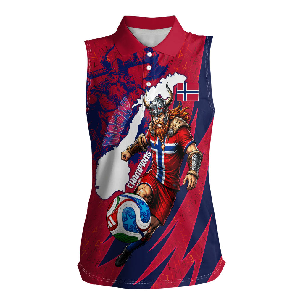Personalized Norway Soccer Viking Champions Women Sleeveless Polo Shirt Football Norse Warrior Map Nordic Cross