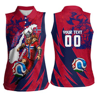Personalized Norway Soccer Viking Champions Women Sleeveless Polo Shirt Football Norse Warrior Map Nordic Cross