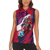 Personalized Norway Soccer Viking Champions Women Sleeveless Polo Shirt Football Norse Warrior Map Nordic Cross