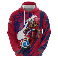 Personalized Norway Soccer Viking Champions Zip Hoodie Football Norse Warrior Map Nordic Cross