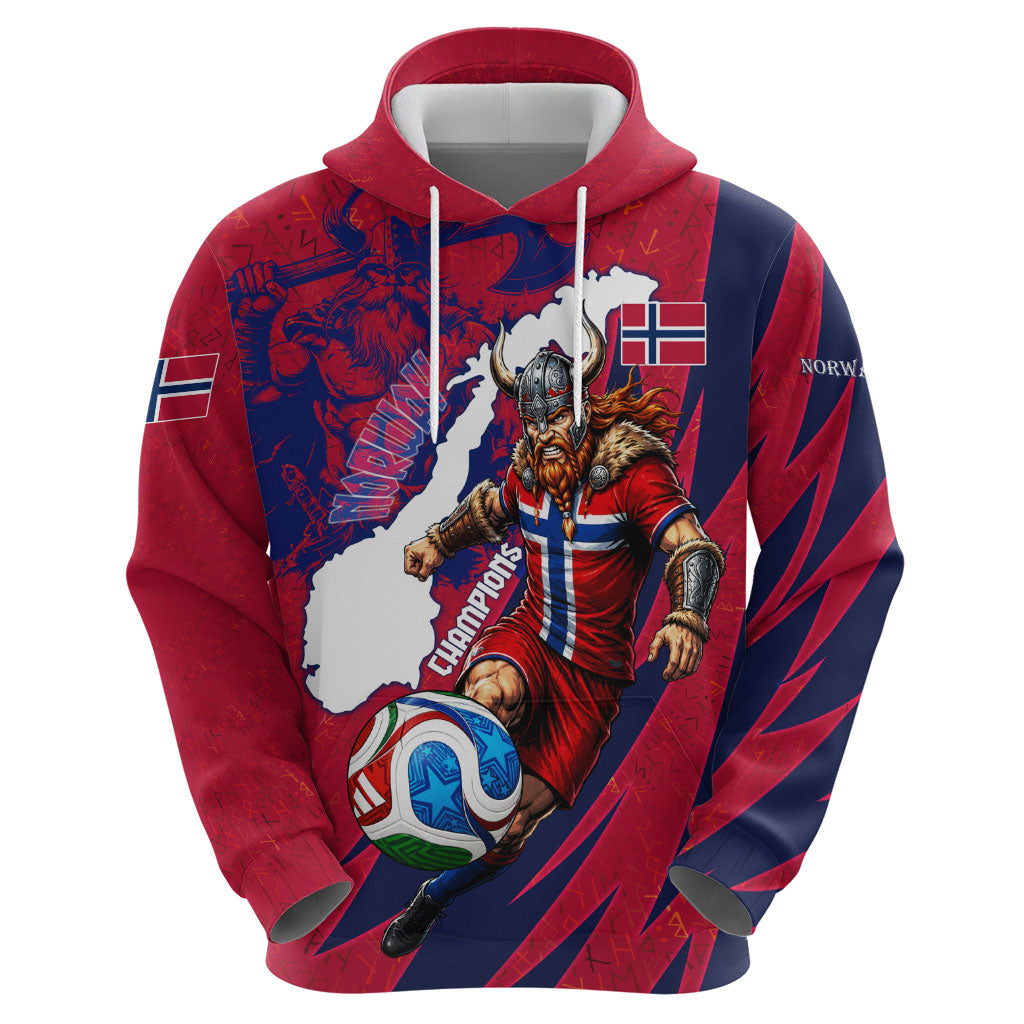 Personalized Norway Soccer Viking Champions Zip Hoodie Football Norse Warrior Map Nordic Cross