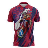 Personalized Norway Soccer Viking Champions Zipper Polo Shirt Football Norse Warrior Map Nordic Cross