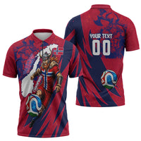 Personalized Norway Soccer Viking Champions Zipper Polo Shirt Football Norse Warrior Map Nordic Cross