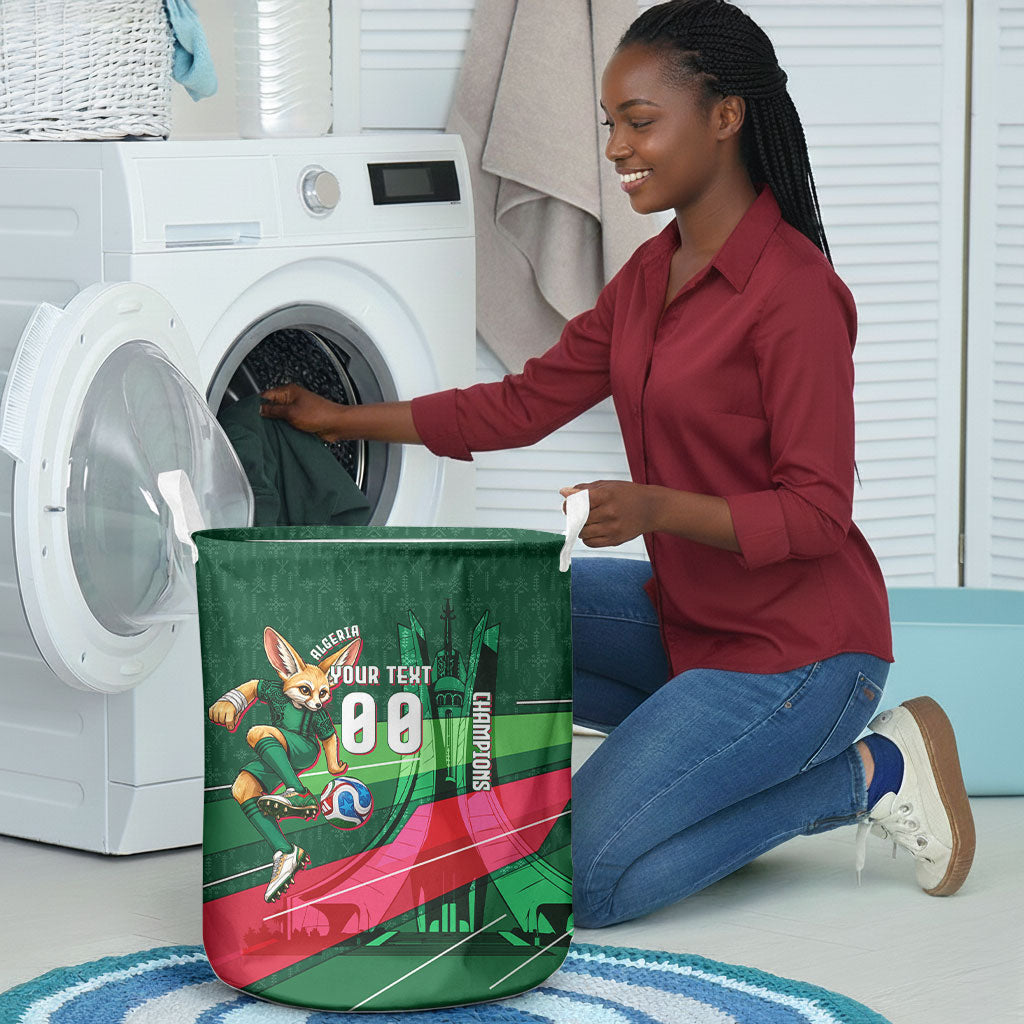Personalized Algeria Football Champions Laundry Basket Fennec Fox Mascot - Algiers Martyrs Memorial