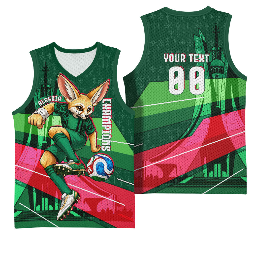 Personalized Algeria Football Champions Basketball Jersey Fennec Fox Mascot - Algiers Martyrs Memorial