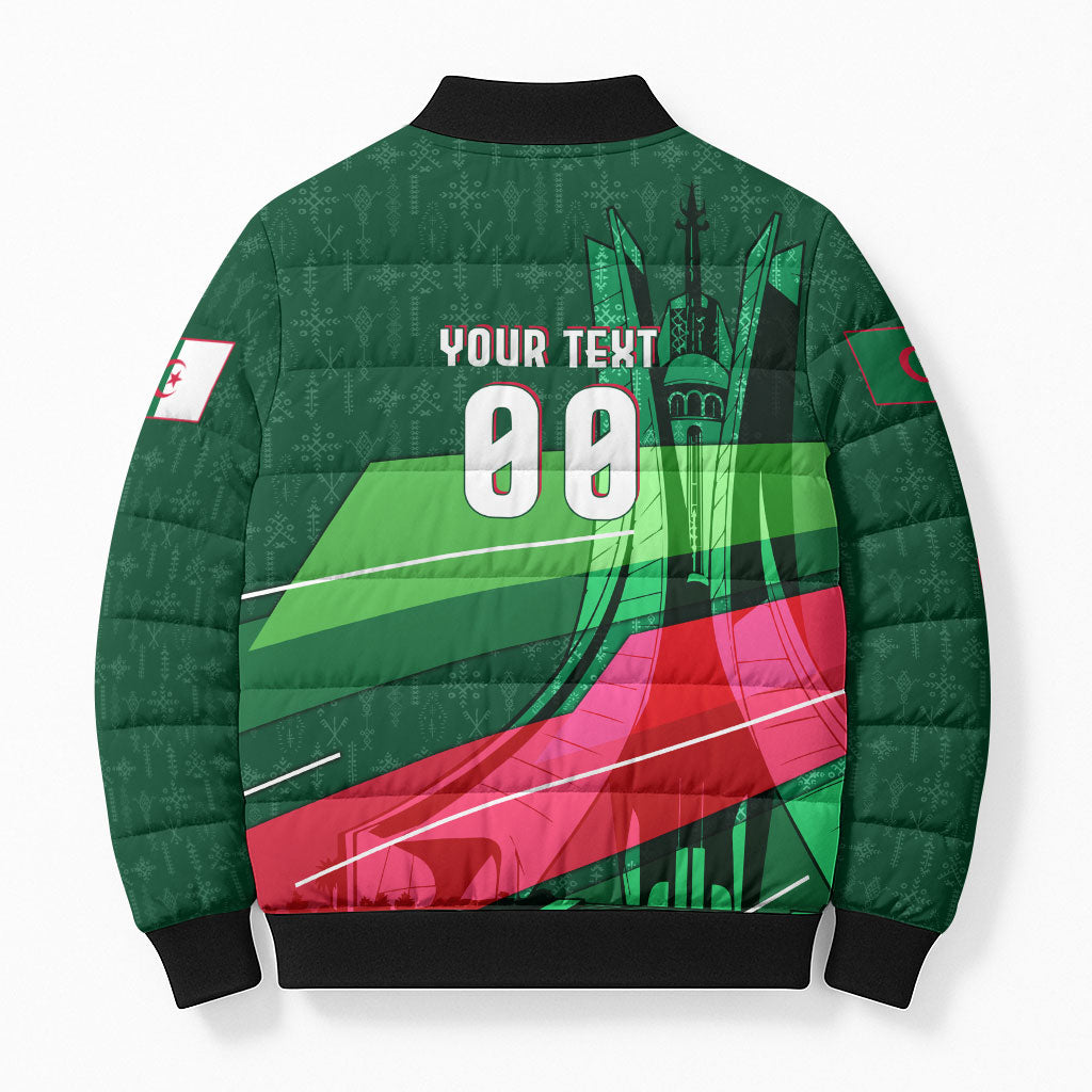 Personalized Algeria Football Champions Bomber Puffer Jacket Fennec Fox Mascot - Algiers Martyrs Memorial