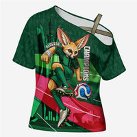 Personalized Algeria Football Champions Cross Shoulder Shirt Fennec Fox Mascot - Algiers Martyrs Memorial