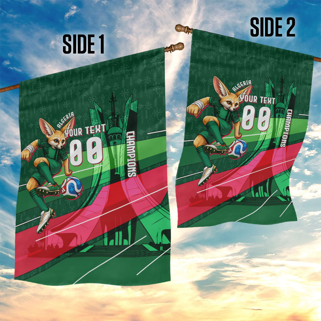 Personalized Algeria Football Champions Garden Flag Fennec Fox Mascot - Algiers Martyrs Memorial