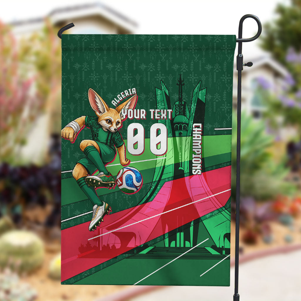 Personalized Algeria Football Champions Garden Flag Fennec Fox Mascot - Algiers Martyrs Memorial