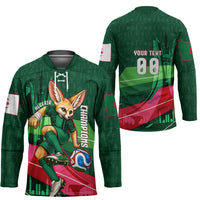 Personalized Algeria Football Champions Hockey Jersey Fennec Fox Mascot - Algiers Martyrs Memorial