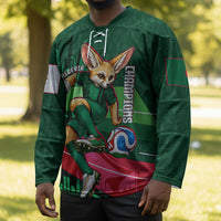 Personalized Algeria Football Champions Hockey Jersey Fennec Fox Mascot - Algiers Martyrs Memorial