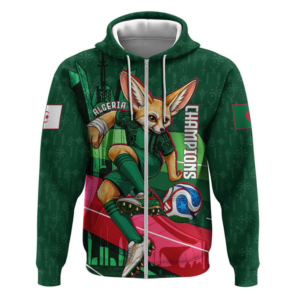 Personalized Algeria Football Champions Hoodie Fennec Fox Mascot - Algiers Martyrs Memorial